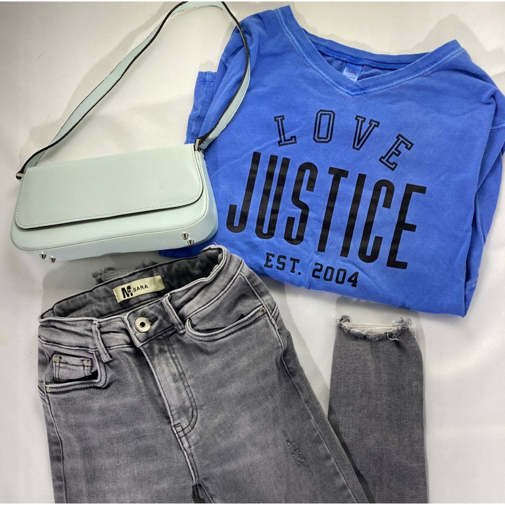 Justice blue girls long sleeve r-shirt for 10 years old
